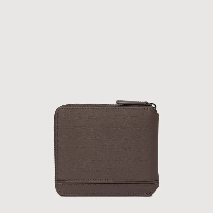 Braun Büffel Compact Wallets>VIKTOR ZIP CENTRE FLAP WALLET WITH COIN COMPARTMENT