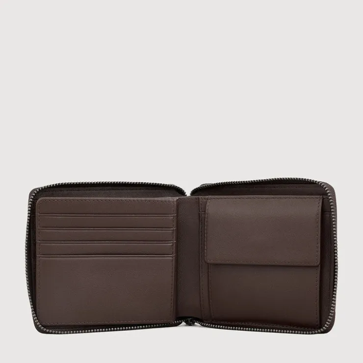 Braun Büffel Compact Wallets>VIKTOR ZIP CENTRE FLAP WALLET WITH COIN COMPARTMENT