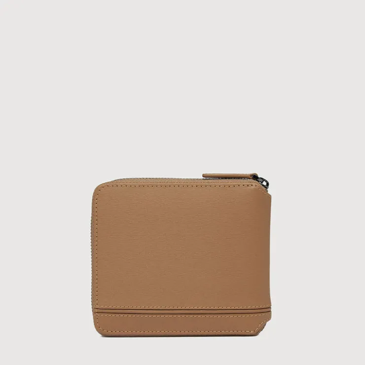 Braun Büffel Compact Wallets>VIKTOR ZIP CENTRE FLAP WALLET WITH COIN COMPARTMENT