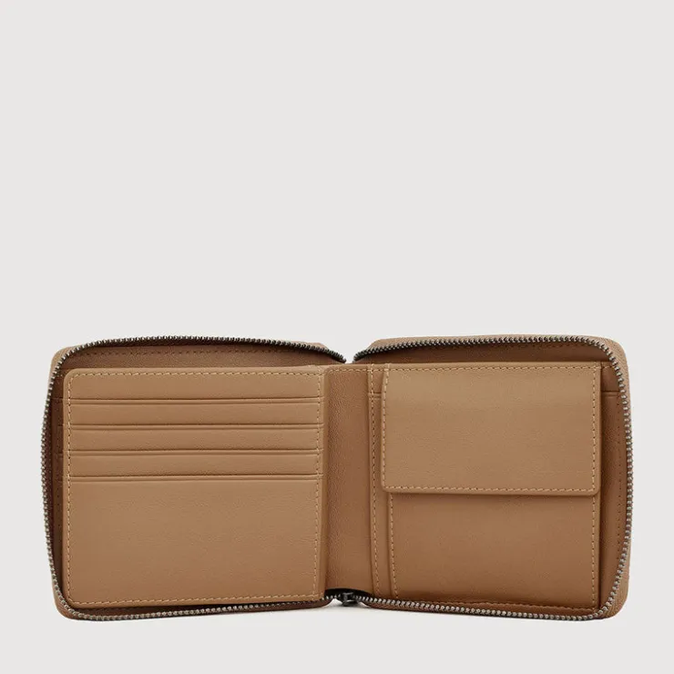 Braun Büffel Compact Wallets>VIKTOR ZIP CENTRE FLAP WALLET WITH COIN COMPARTMENT